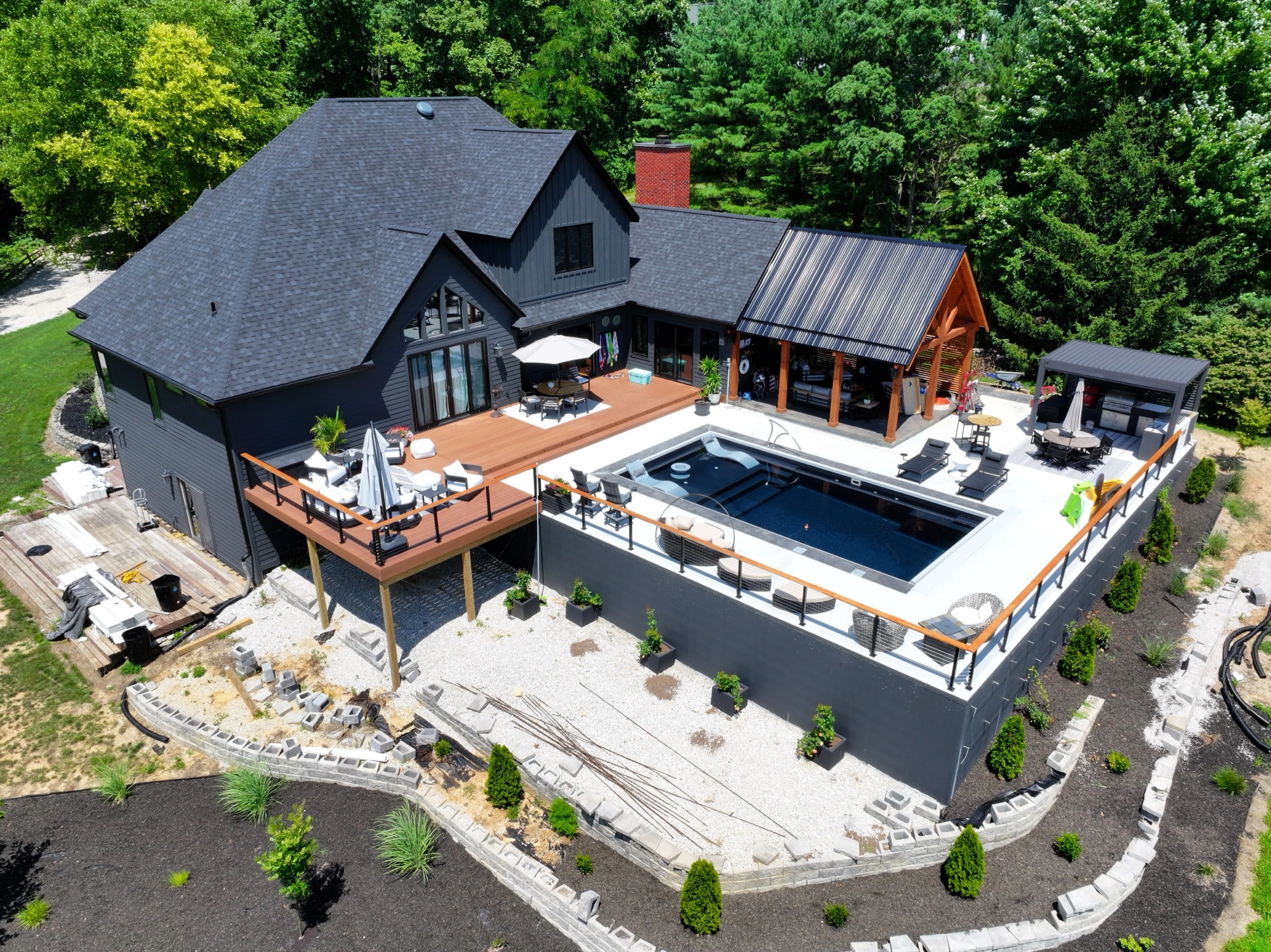 Modern Pool Estate — Luxury residential aerial photography